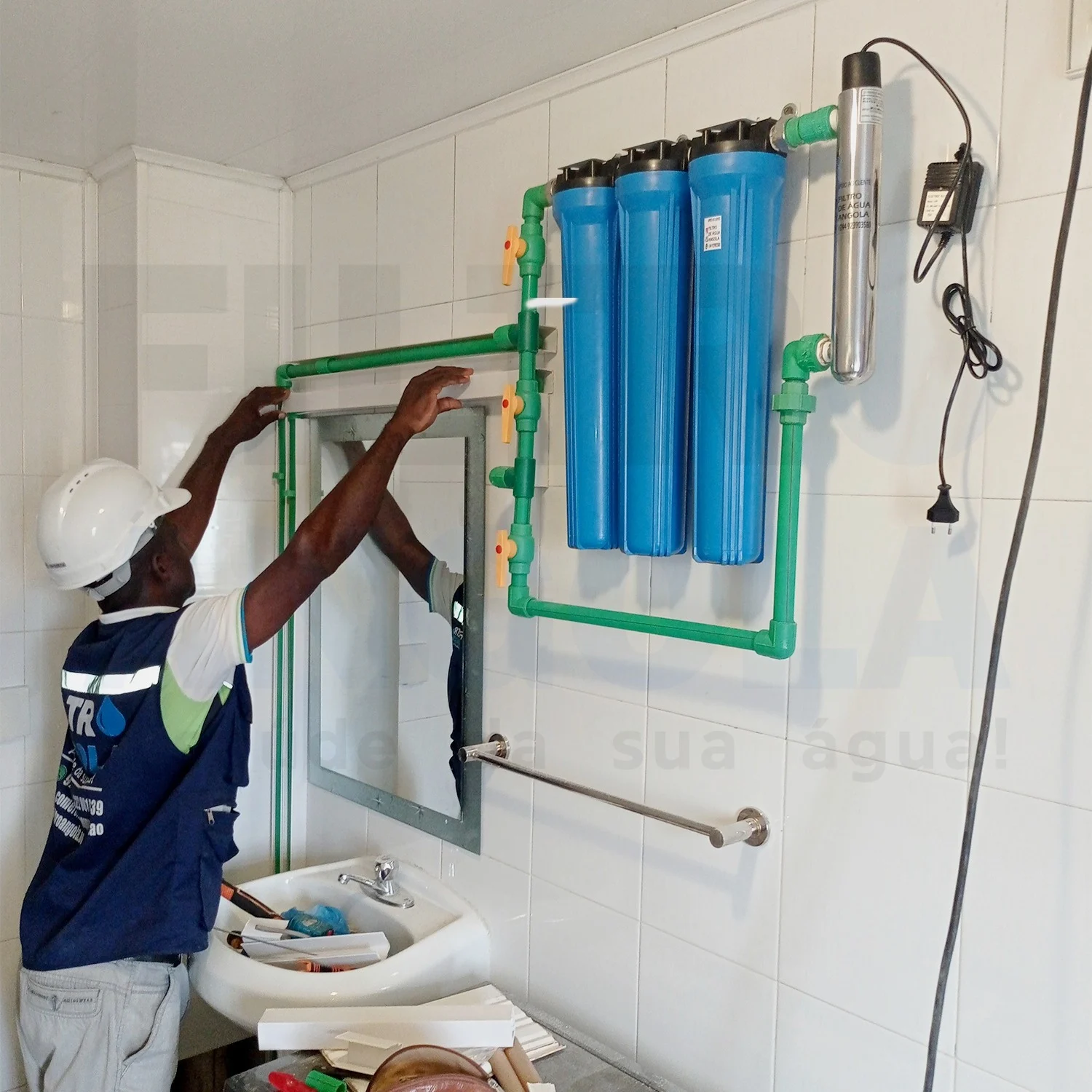 Instalação Sistema Filtragem Parede Residencial Filtro Purificador Angola